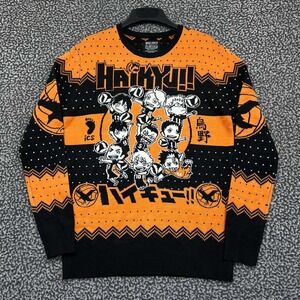 BoxLunch Haikyuu Anime Ugly Christmas Sweater Men Small Orange Black Knit